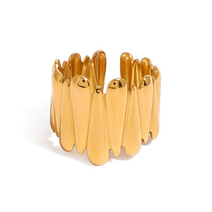 รูปทรงหยดน้ำทองสแตนเลสสตีลแหวนเปิดได้ของขวัญเครื่องประดับแฟชั่นสำหรับทุกเพศ - Product Image 1