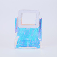 Nouveau design, sac cadeau moyen en PVC, sac fourre-tout transparent avec motif lettres, sac de shopping imprimé tendance, poignée en corde, bandoulière