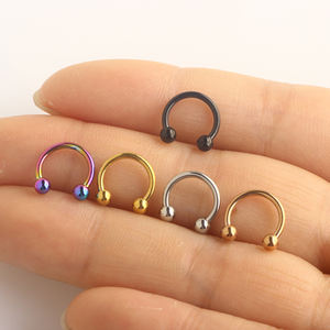 Anneaux de Septum de nez en fer à cheval en acier chirurgical, Piercing, balles et pointes, Cartilage, Helix, <span class=keywords><strong>Tragus</strong></span>, <span class=keywords><strong>boucle</strong></span> d'oreille, cerceau, sourcils, lèvre P, 16G - Product Image 2