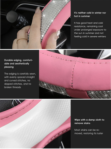 Fundas <span class=keywords><strong>para</strong></span> <span class=keywords><strong>Volante</strong></span> <span class=keywords><strong>de</strong></span> Coche <span class=keywords><strong>de</strong></span> Cuero PU Antideslizantes, Diseño <span class=keywords><strong>de</strong></span> Lujo, Decoración <span class=keywords><strong>de</strong></span> Diamantes Suaves y Universales, 38 CM - Product Image 6