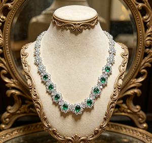 Collar de esmeralda cultivada en plata 925 que brilla por su elegancia, para uso diario, fiestas, días festivos, un gran regalo sorpresa para chicas L - Product Image 4