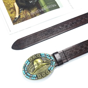 <span class=keywords><strong>Ceinture</strong></span> en alliage de tête de cheval en denim de style occidental de haute qualité pour hommes, grande boucle, tendance rétro en cuir imprimé - Product Image 6