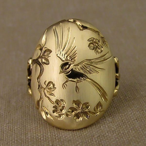 Anillo con Sello de Flor de Golondrina de Estilo Chino Tradicional, Joyería con Incrustaciones de Oro, Regalo - Product Image 1