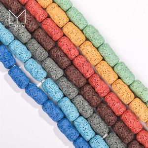 Yammy ร้อนขายส่งอย่างดีโปแลนด์หลอดบาร์เรลรูปร่างหินหลวมธรรมชาติภูเขาไฟลาวาหินลาวาสีดําลูกปัดสําหรับเครื่องประดับทํา - Product Image 2