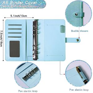 A6 PU cahier à feuilles mobiles Budget planificateur classeur <span class=keywords><strong>Macaron</strong></span> Glitz Morandi Plan financier grand livre enveloppe dépôt en espèces - Product Image 4
