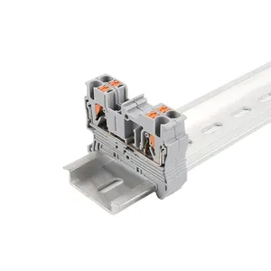 PT 2.5 Nylon Feed Through Screwless Pluggable Quick Wire Connector Mount Electrical Push in Spring Cage Din Rail Terminal Blocks