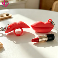 CHINFAI Porte-clés personnalisé en silicone pour baume à lèvres, support de baume à lèvres, pendentif parfum, support de brillant à lèvres, anneau porte-rouge à lèvres