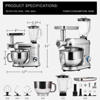 Mélangeur d'aliments OEM/ODM 1400W pour la maison et la cuisine support de bol mélangeur en acier inoxydable 5,5 L support/table électrique multifonctionnel en cuivre pur