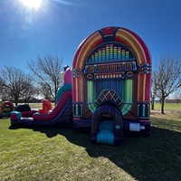Château Gonflable Musical Personnalisable avec Toboggan Aquatique et Salle de Danse DJ pour Location Événementielle
