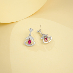 925 Silver Cultivated Ruby Dress Earrings Lab-Grown Gemstones High-End Feel Exquisite and Beautiful Birthday Gift <b>Girlfriend</b> Q - Product Image 5
