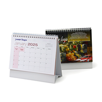 Calendrier de bureau personnalisé en papier avec reliure spirale, impression CMJN intégrale, vente en gros