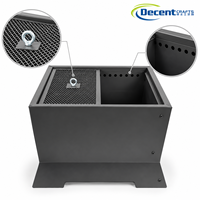 Grille de ventilation carrée moderne en fer gris anthracite pour foyer extérieur à bois