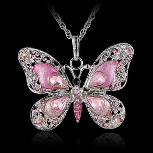 Collana con Ciondolo a Farfalla Multicolore, Elegante Collana Vintage da Donna con Accenti di Pietre Scintillanti - Product Image 5