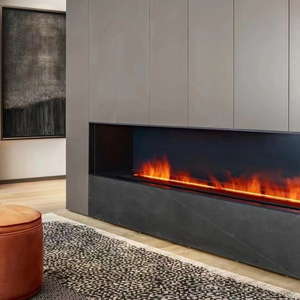 Modern Royal Style Indoor Electric Fireplace <strong>Heater</strong> 3D Media Double Line LED Light Water Mist Steam Steel Insert Remote Control - Product Image 4