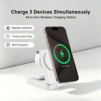 Station de charge sans fil magnétique portable pour iPhone, iWatch, AirPods, support de charge sans fil pliable 3 en 1 pour écouteurs et montre