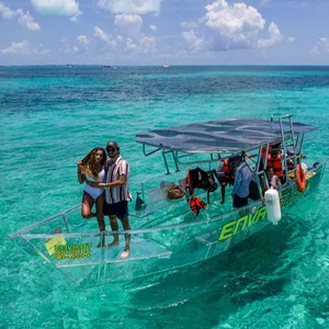 12 kişi kristal zevk tekne eğlence zanaat şeffaf tekne temizle tekne turist cazibe için motor motoru ile
