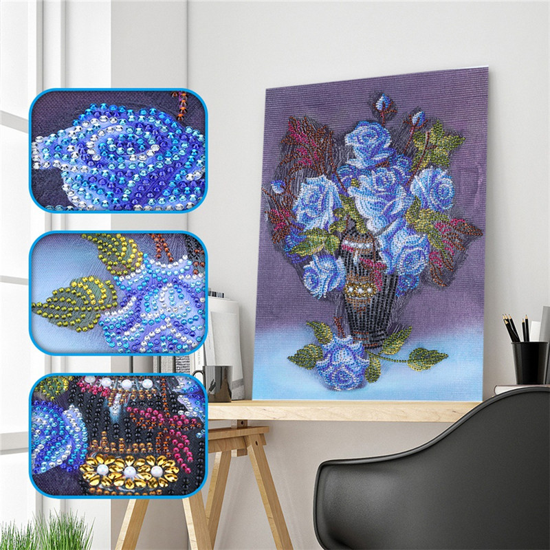 Instarry DIY 5D Diamond Painting Grand Format Triptyque De Fleurs Accessoires De Décoration Intérieure 150x60 Cm