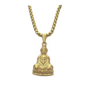 Yunnique – collier avec pendentif Bouddha en or pour hommes et femmes, chaîne de pull à la mode, bijoux cadeau - Product Image 1