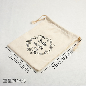 Bolsa <span class=keywords><strong>de</strong></span> Algodón Ecológica con Logotipo Personalizado, Bolsa <span class=keywords><strong>de</strong></span> Regalo para Guardar la <span class=keywords><strong>Tabla</strong></span> <span class=keywords><strong>de</strong></span> Medidas del Bebé - Product Image 4