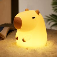 Lampe de nuit en silicone mignonne en forme de capybara, lampe de chevet pour chambre d'enfant, rechargeable, cadeaux de capybara pour les filles, lampe de nuit pour enfants, lampe de cochon d'eau, cadeau