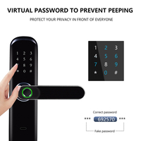 Serrure à empreintes digitales WiFi Tuya, écran tactile, poignée de porte numérique biométrique sans clé pour portes en verre/bois/chambre/aluminium, Cloud