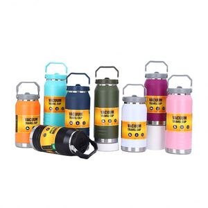 Custom 1.2L 1200Ml Large Capacity 304 Stainless Steel Vacuum Insulated Outdoor Water <b>Bottle</b> Ice Bucket Tumbler With Straw Handle - Product Image 1