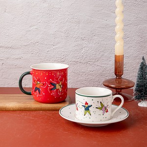 Vaisselle en céramique de haute qualité avec motif sur le thème de l'hiver, vente en gros, boîte cadeau, vaisselle en céramique rouge - Product Image 4