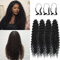 Extensions de cheveux humains bouclés birmanes au crochet, mèches de cheveux humains au crochet effet plume, nœuds invisibles miracle réutilisables, extensions de cheveux noirs naturels