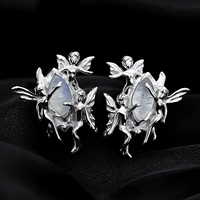 Pendientes Elegantes de Ópalo Elfo para Mujer, Diseño de Moda, Pendientes Personalizados de Plata de Ley 925 con Piedras Preciosas Finas, Joyería al por Mayor