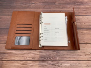 Tout nouveau carnet <span class=keywords><strong>de</strong></span> notes en cuir PU véritable A5 pliable personnalisé et élégant avec banque d'alimentation pour cadeau <span class=keywords><strong>de</strong></span> noël d'affaires - Product Image 2