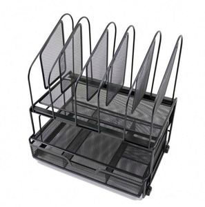 Organiseur de bureau avec tiroir pour fournitures de bureau, 5 porte-documents verticaux, plateau à papier et accessoires de rangement - Product Image 2