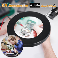 5X Long Magnifying Glass with Light and Clamp 1300 Lumens Dimmable Bright LED Lighted Magnifier Ajustable Swing Arm Magnifier