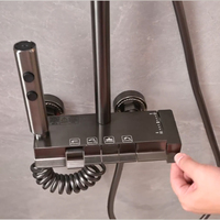 Pommeau de douche thermostatique mural en aluminium chromé poli, jet de pluie, modes de pulvérisation doux, avec noyau de valve en céramique, garantie 5 ans