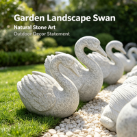 Sculpture d'animal réaliste en granit, statue de cygne en pierre, ornement sculpté à la main pour la décoration latérale de jardin, étang ou fontaine