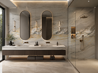 Dalles de quartzite de qualité supérieure, panneaux muraux en pierre de luxe, surface en pierre haut de gamme pour salle de bain, design moderne