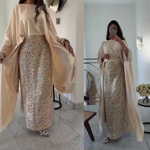 Abaya Modesta di Alta Qualità Baju Kurung Abbigliamento Islamico <span class=keywords><strong>per</strong></span> Ragazze con Stampa Personalizzata del Nome Stile Dubai <span class=keywords><strong>per</strong></span> Occasioni Eid - Product Image 5