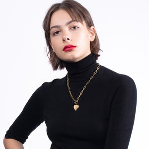 De alta calidad 18K chapado en oro de acero inoxidable OT hebilla corazón colgante collar cadena P203148 - Product Image 6