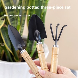 Ensemble de jardinage : Râteau, pelle pointue en fer, <span class=keywords><strong>grand</strong></span> outil de jardinage, ensemble de trois pièces avec manche en bois, mini-outil pour ameublir la terre pour plantes succulentes - Product Image 4