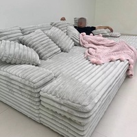 Juego de Sala Modular de Tela Francesa, Desmontable y Lavable, Relleno de Esponja, Sofá Cama Minimalista Italiano Estilo Nube, Corduroy/Franela