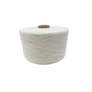 Wholesale manufacture cvc yarn for knitting raw white 60/40 NE30/1 recycle cotton carded from Material Polyester