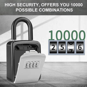 Caja de bloqueo de almacenamiento de llaves para el hogar negro de aleación de aluminio seguro, bloqueo de <span class=keywords><strong>contraseña</strong></span>, almacenamiento seguro resistente a la intemperie para uso en exteriores/interiores, garaje - Product Image 5