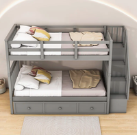 Lit superposé en bois de pin massif avec tiroirs, design moderne, mobilier de maison, style chinois, pour chambre à coucher, appartement ou école