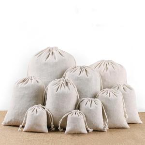 Small cotton canvas drawstring bag sack dust draw string cloth fabric bag with logo