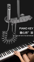 Ensemble de douche piano moderne de luxe en chrome brossé avec fonction pluie, mitigeur thermostatique eau chaude/froide, jets souples et barre coulissante
