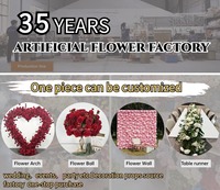 Boules de roses de luxe pour centres de table de mariage, personnalisables, fleurs artificielles rouges, fleurs en soie, vente en gros de boules de fleurs