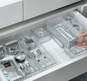 Clear <strong>Plastic</strong> Drawer Organizers Set Bathroom and Vanity Drawer Organizer Trays <strong>Storage</strong> <strong>Bins</strong> for Makeup <strong>Plastic</strong> Drawer Organizer - Product Image 3