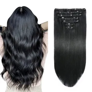 Não transformados Remy Europeu Cutícula Do Cabelo Alinhado Clipe Na Extensão Do Cabelo Extensões Naturais Do Cabelo Humano Virgem