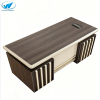 Bureau d'ordinateur de direction moderne et simple en bois avec surface traitée à l'encre à double couche pour la maison et les bâtiments administratifs
