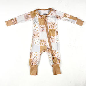 Pigiama per Neonati ZhengPai Personalizzato con Stampa Patchwork e Cerniera in Bambù, Tutina in Maglia per Bambini 0-12 Mesi - Product Image 1