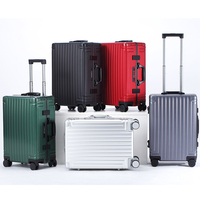 Bagage à main, valise rigide à cadre en aluminium sans fermeture à glissière avec serrure TSA, spinner silencieux universel pivotant à 360 degrés